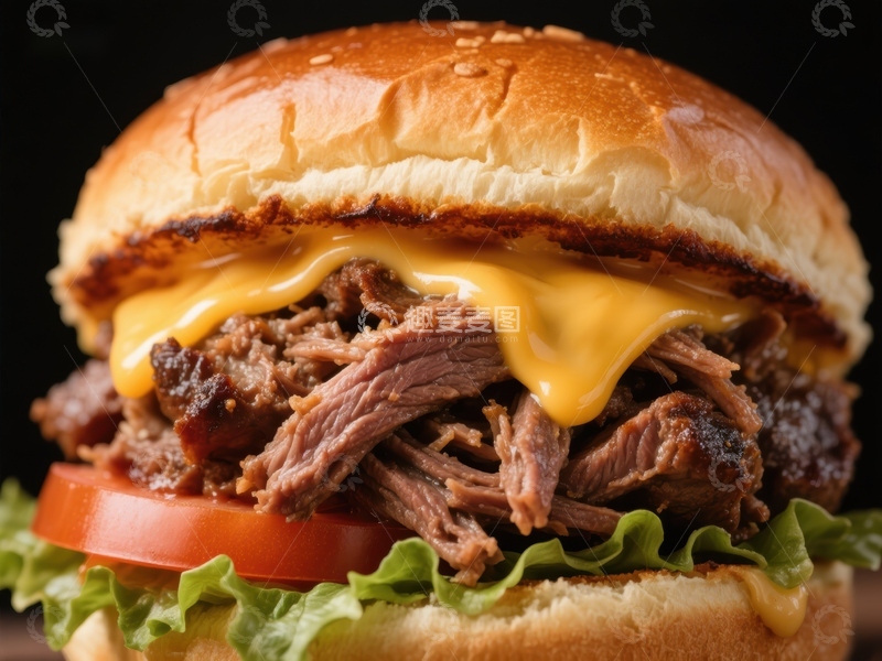 高清大图下载【趣麦麦图】芝士牛肉汉堡特写