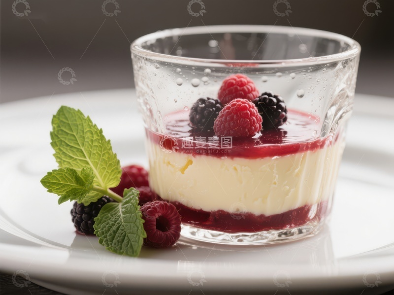 高清大图下载【趣麦麦图】奶油芝士配覆盆子果酱甜点
