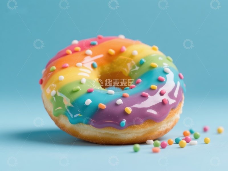 高清大图下载【趣麦麦图】彩虹糖霜甜甜圈