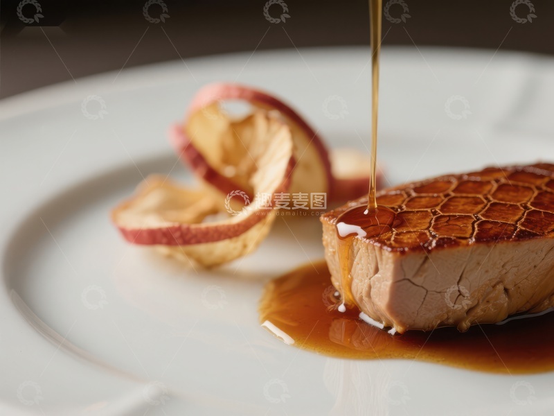 高清大图下载【趣麦麦图】蜜汁鸭胸配苹果片