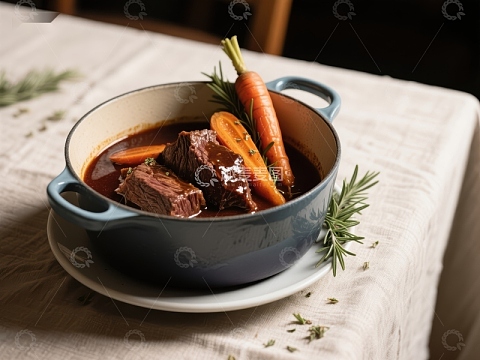 浓郁牛肉炖菜配胡萝卜
