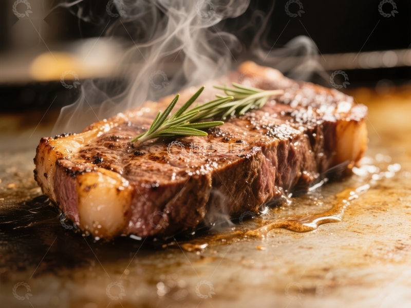高清大图下载【趣麦麦图】煎烤牛排，香气四溢