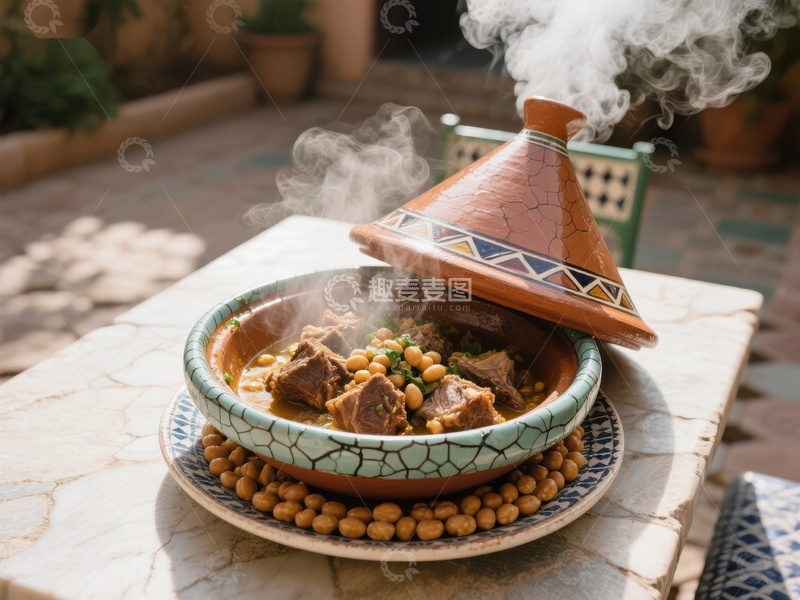 高清大图下载【趣麦麦图】热气腾腾的塔吉锅美食