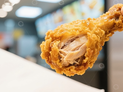 金黄酥脆的炸鸡腿特写