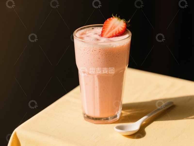 高清大图下载【趣麦麦图】草莓奶昔配鲜果装饰