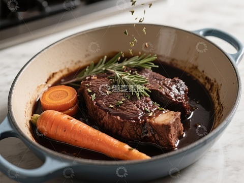 炖牛肉配胡萝卜和迷迭香