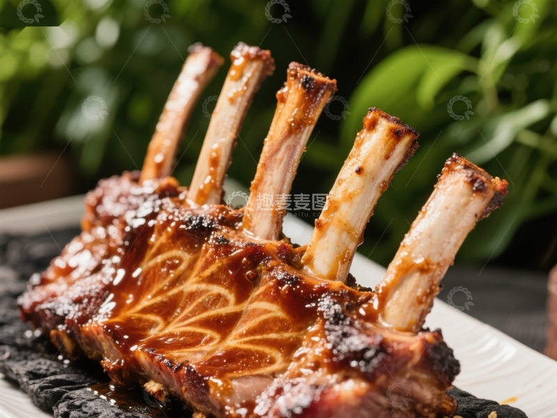 高清大图下载【趣麦麦图】烤制肋排，酱汁浓郁，色泽诱人