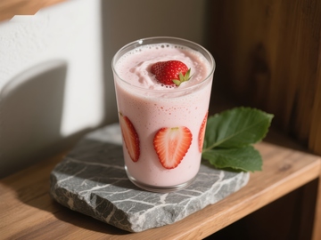 草莓奶昔配新鲜草莓
