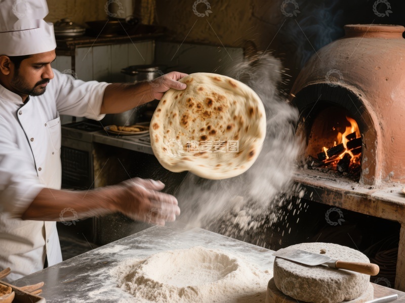 高清大图下载【趣麦麦图】厨师制作传统烤饼