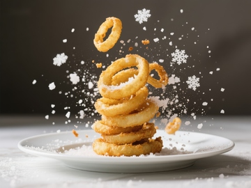 酥脆洋葱圈跳跃瞬间