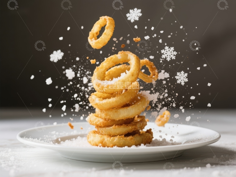 高清大图下载【趣麦麦图】酥脆洋葱圈跳跃瞬间