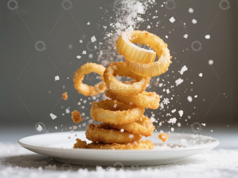 高清大图下载【趣麦麦图】-炸洋葱圈跳跃瞬间