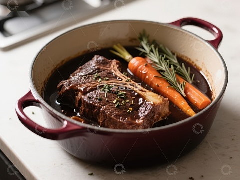 炖牛肉配胡萝卜和迷迭香