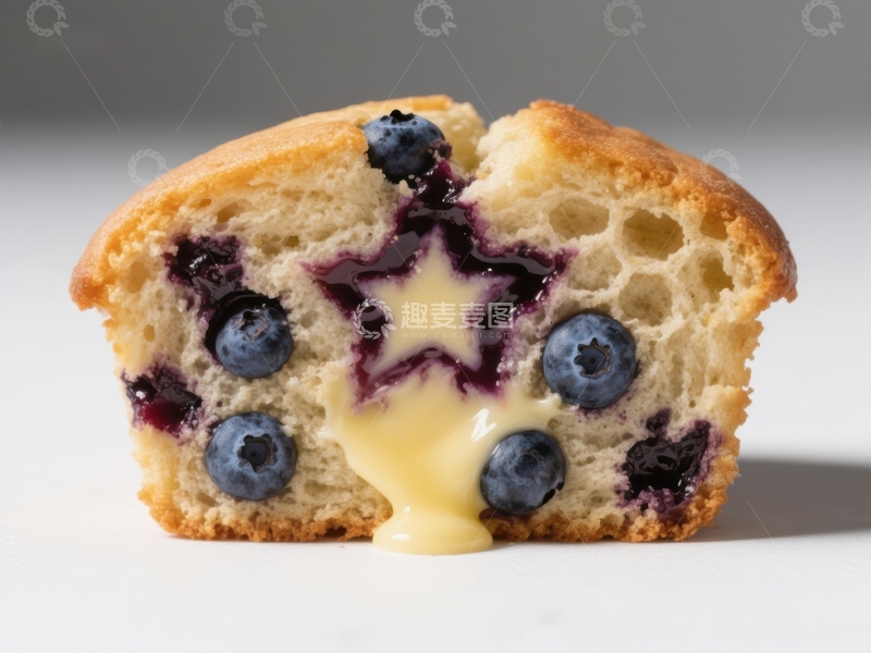 高清大图下载【趣麦麦图】蓝莓松饼切面，奶油酱流淌