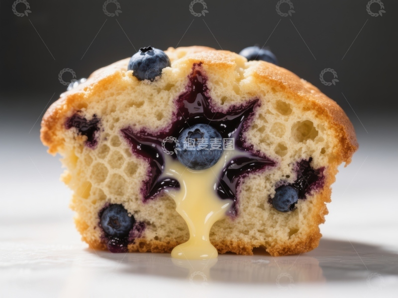 高清大图下载【趣麦麦图】蓝莓蛋糕切面，奶油流出