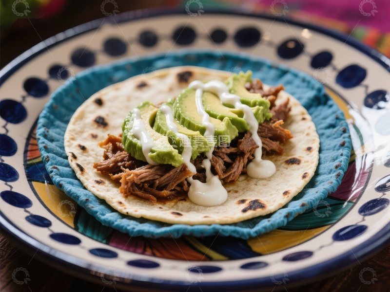 高清大图下载【趣麦麦图】-美味牛腩塔可配鳄梨酱