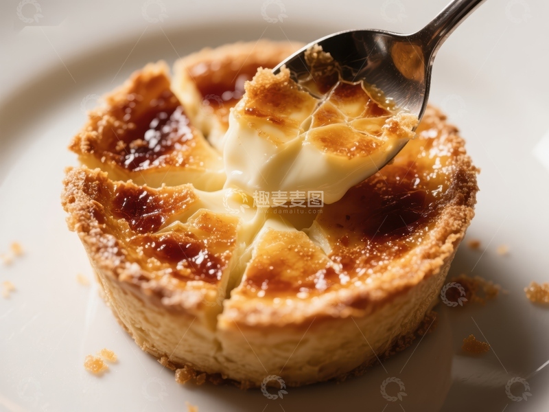 高清大图下载【趣麦麦图】勺子舀起焦糖布丁的瞬间