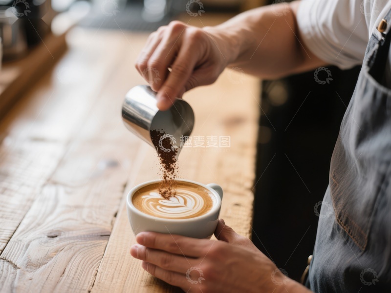 高清大图下载【趣麦麦图】咖啡师制作拉花艺术