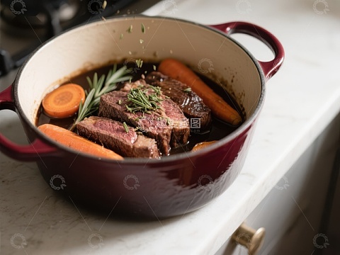 红锅炖牛肉配胡萝卜