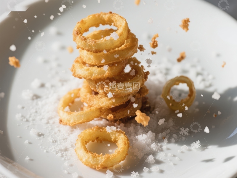 高清大图下载【趣麦麦图】金黄酥脆的洋葱圈堆叠