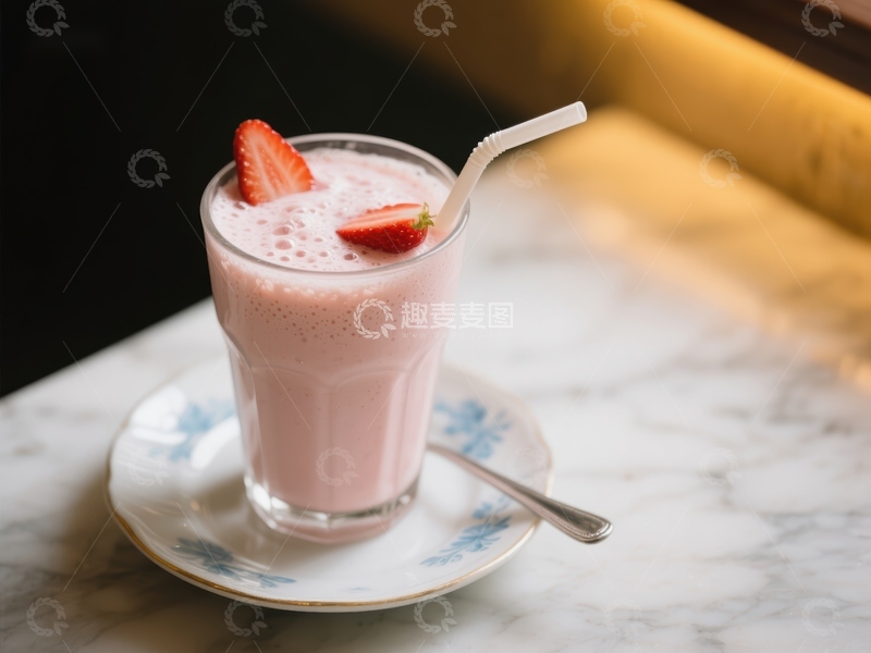 高清大图下载【趣麦麦图】草莓奶昔配鲜果装饰