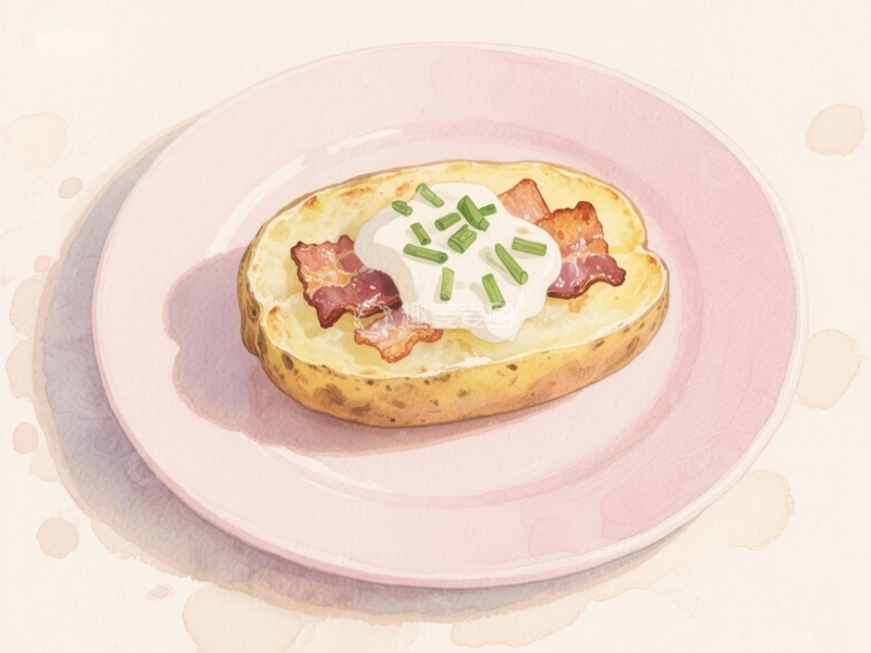 高清大图下载【趣麦麦图】烤土豆配培根和酸奶油