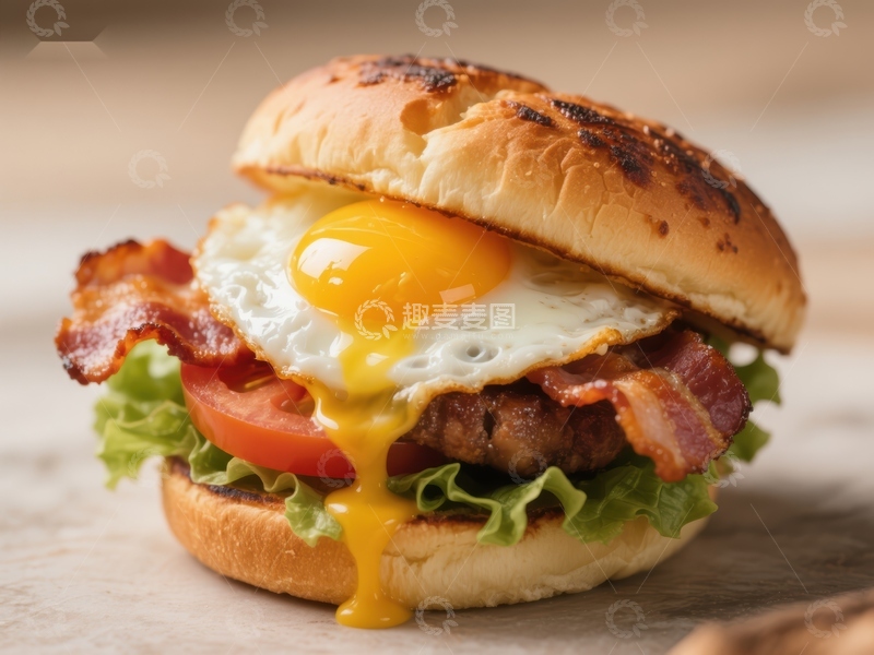 高清大图下载【趣麦麦图】煎蛋培根汉堡