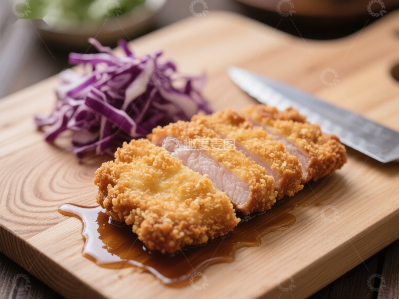 高清大图下载【趣麦麦图】酥脆炸猪排配紫甘蓝