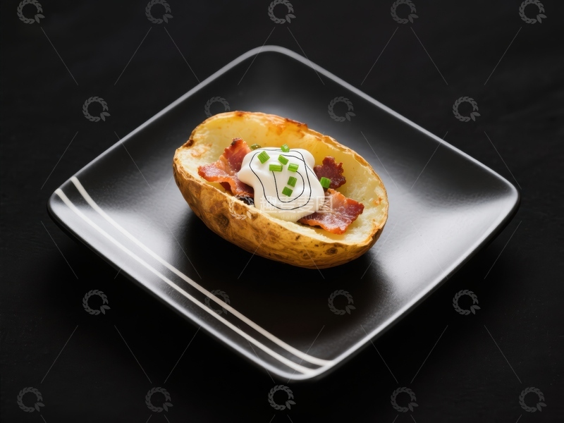 高清大图下载【趣麦麦图】烤土豆配奶油和培根