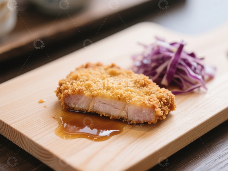 高清大图下载【趣麦麦图】酥脆炸猪排配紫甘蓝丝