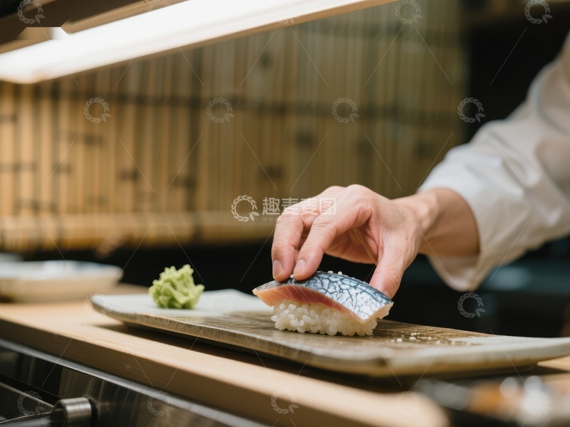高清大图下载【趣麦麦图】-寿司师傅精心制作美食