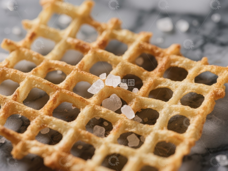 高清大图下载【趣麦麦图】金黄格子饼干撒上糖霜
