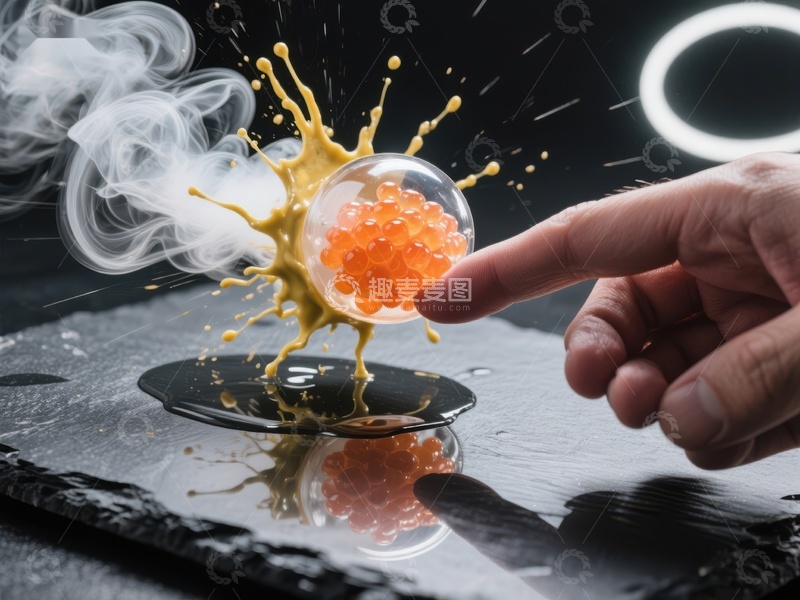 高清大图下载【趣麦麦图】手指轻触鱼子酱，瞬间爆溅