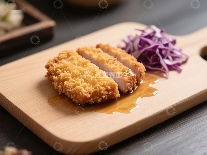 高清大图下载【趣麦麦图】酥脆炸猪排配紫甘蓝