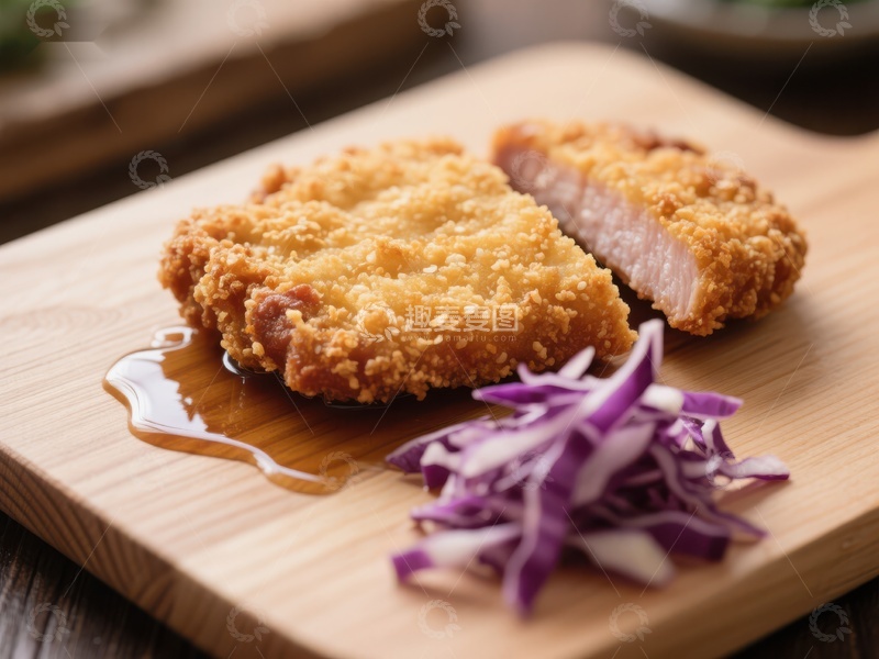 高清大图下载【趣麦麦图】酥脆炸肉排配紫甘蓝