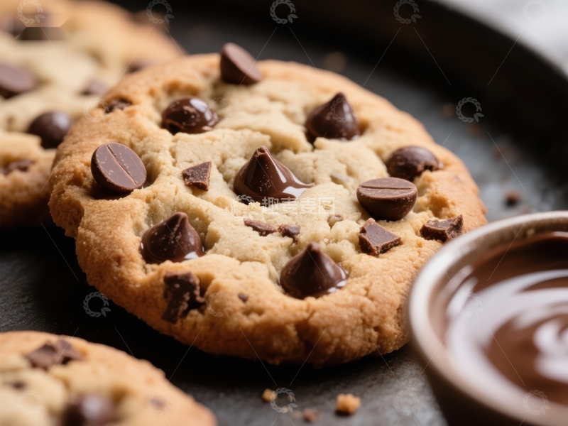 高清大图下载【趣麦麦图】巧克力豆饼干与浓郁巧克力酱