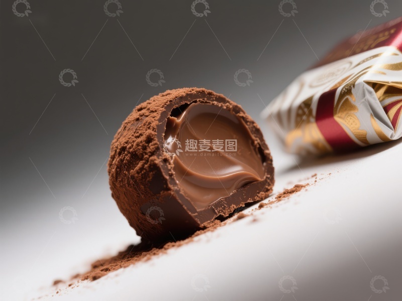 高清大图下载【趣麦麦图】巧克力球半剖展示浓郁内馅