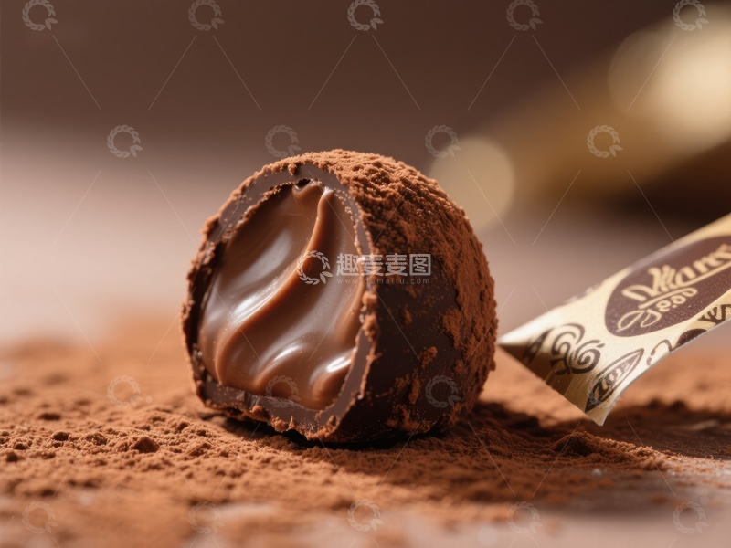 高清大图下载【趣麦麦图】巧克力球半切展示丝滑内馅
