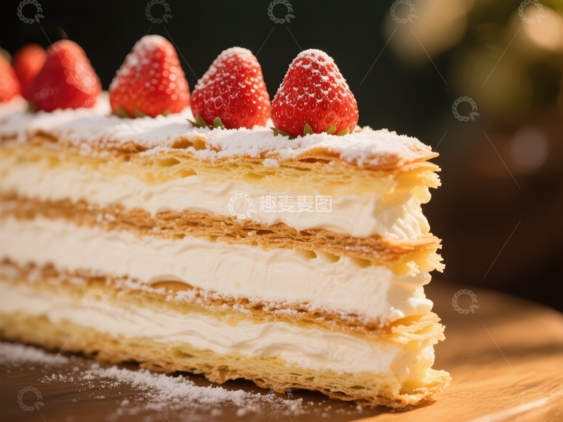 高清大图下载【趣麦麦图】草莓奶油千层酥