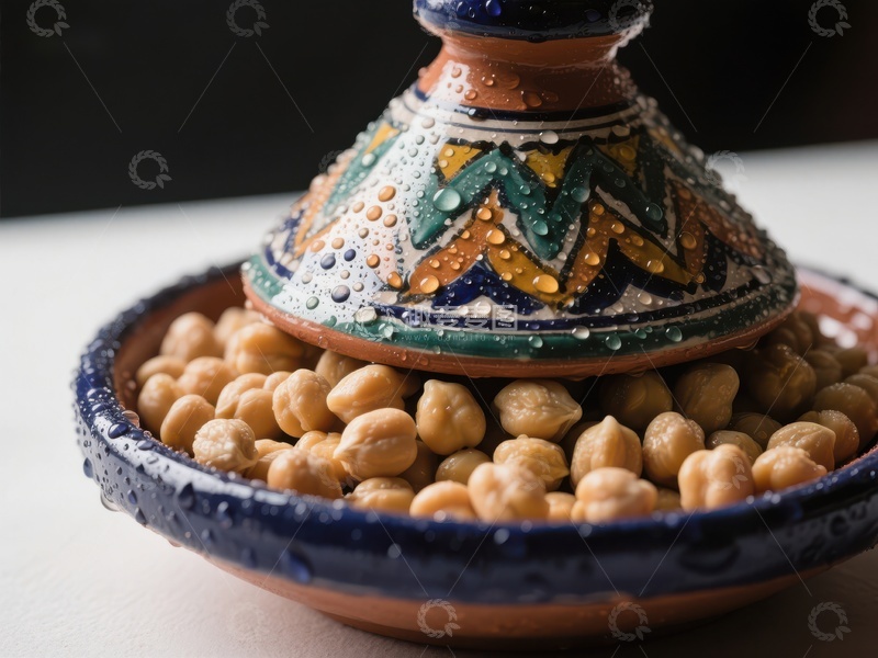 高清大图下载【趣麦麦图】陶瓷塔吉锅盛装鹰嘴豆