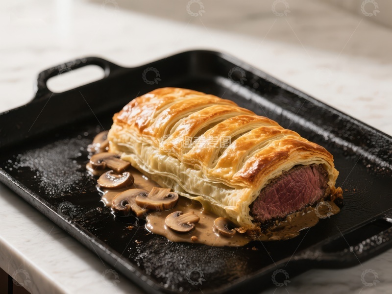 高清大图下载【趣麦麦图】酥皮包裹的牛肉配蘑菇酱