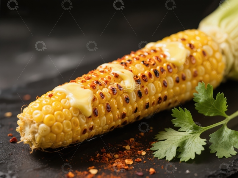 高清大图下载【趣麦麦图】烤玉米配黄油和香菜
