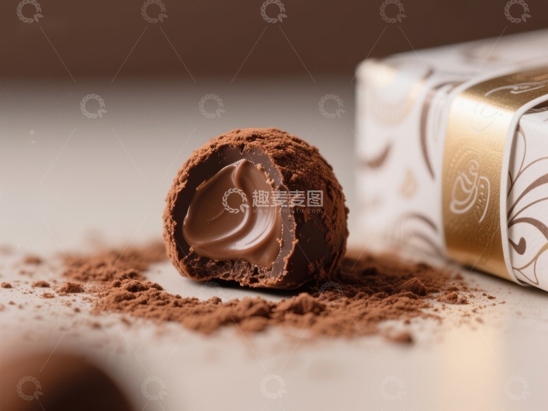 高清大图下载【趣麦麦图】巧克力球半剖展示丝滑内馅
