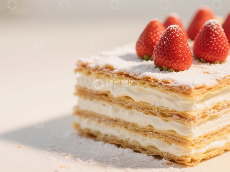 高清大图下载【趣麦麦图】草莓奶油千层酥