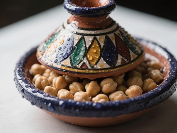 传统陶锅中的鹰嘴豆