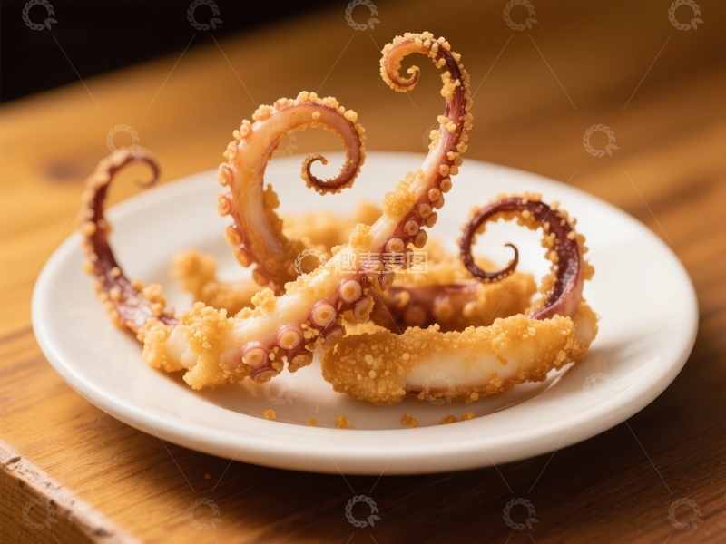 高清大图下载【趣麦麦图】金黄酥脆的鱿鱼须特写