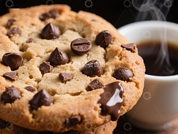 热腾腾的巧克力饼干与咖啡