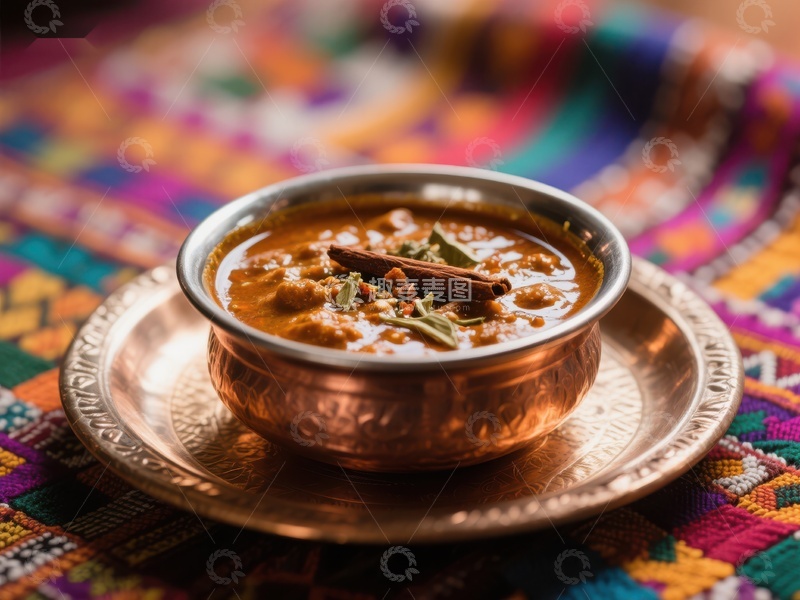 高清大图下载【趣麦麦图】香浓咖喱盛于铜碗