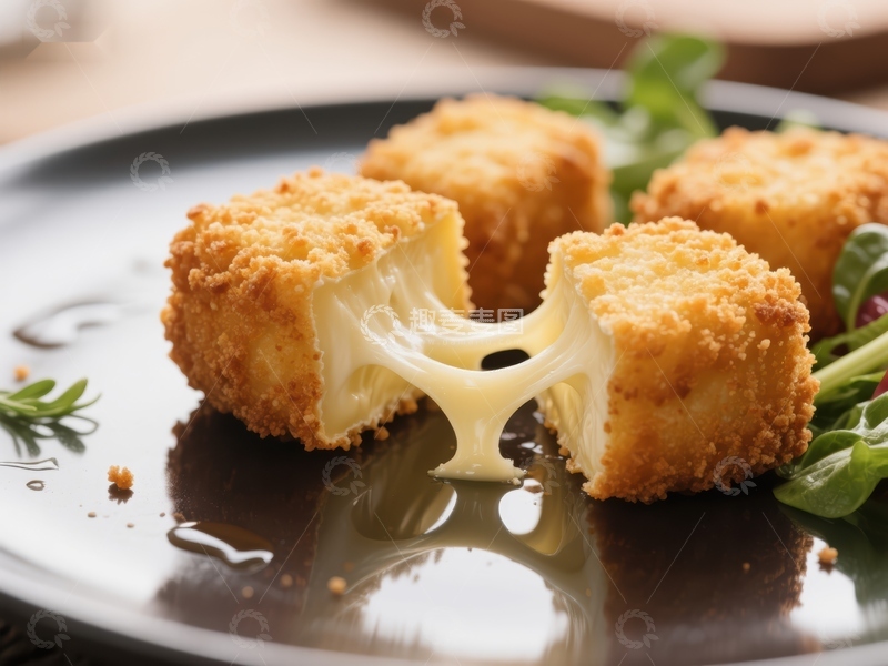 高清大图下载【趣麦麦图】金黄酥脆的芝士球配沙拉