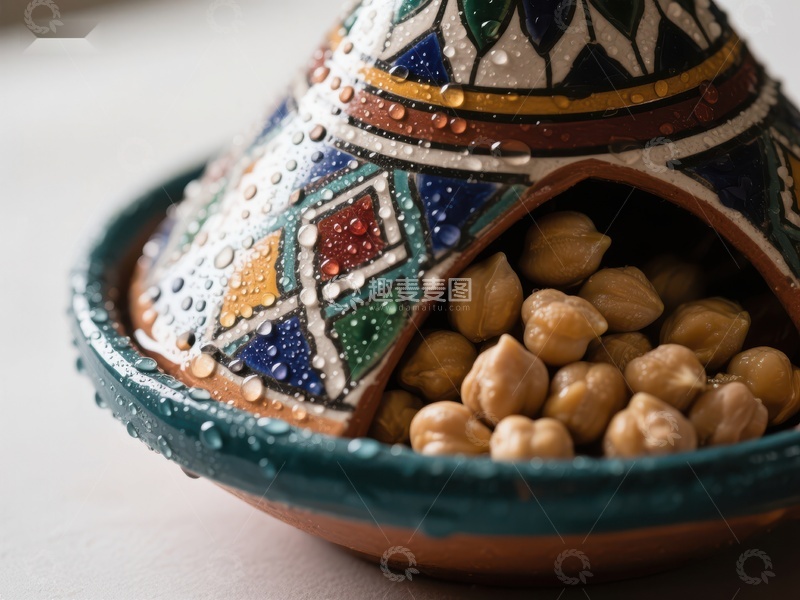 高清大图下载【趣麦麦图】彩绘陶器盛装鹰嘴豆